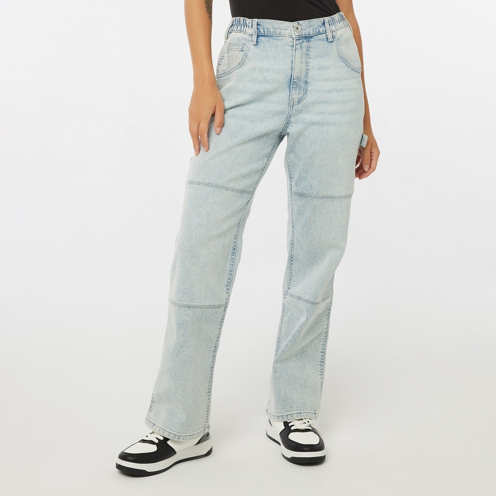 Ardene Light Wash Utility Straight Leg Jeans